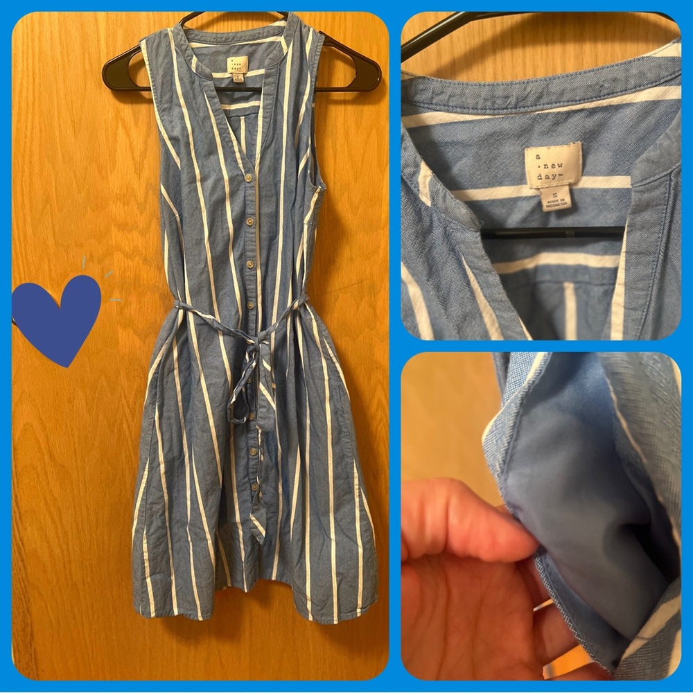 Striped Sleeveless Blue Dress 💙